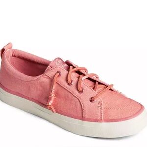 NEW Sperry Wmn's Crest Vibe Shimmer Textile Sneakers sze 7M Dark Pink/Orange
